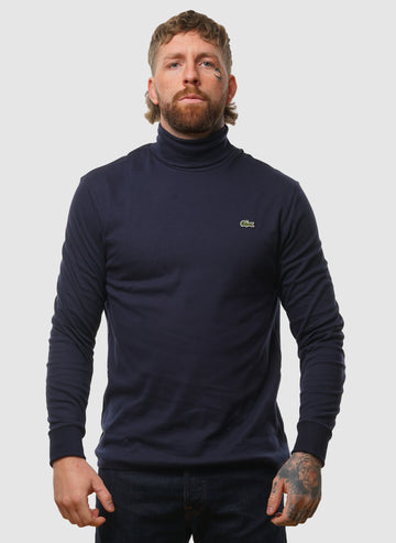 Roll Neck T-Shirt - Navy Blue