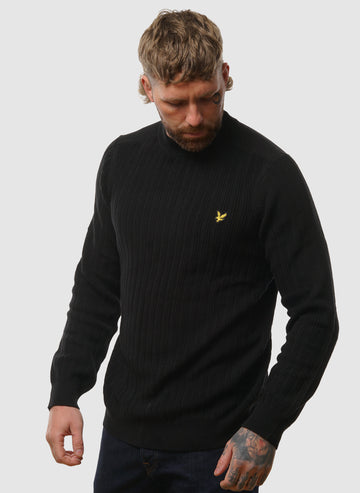 Ribbed Mock Neck Jumper - Jet Black