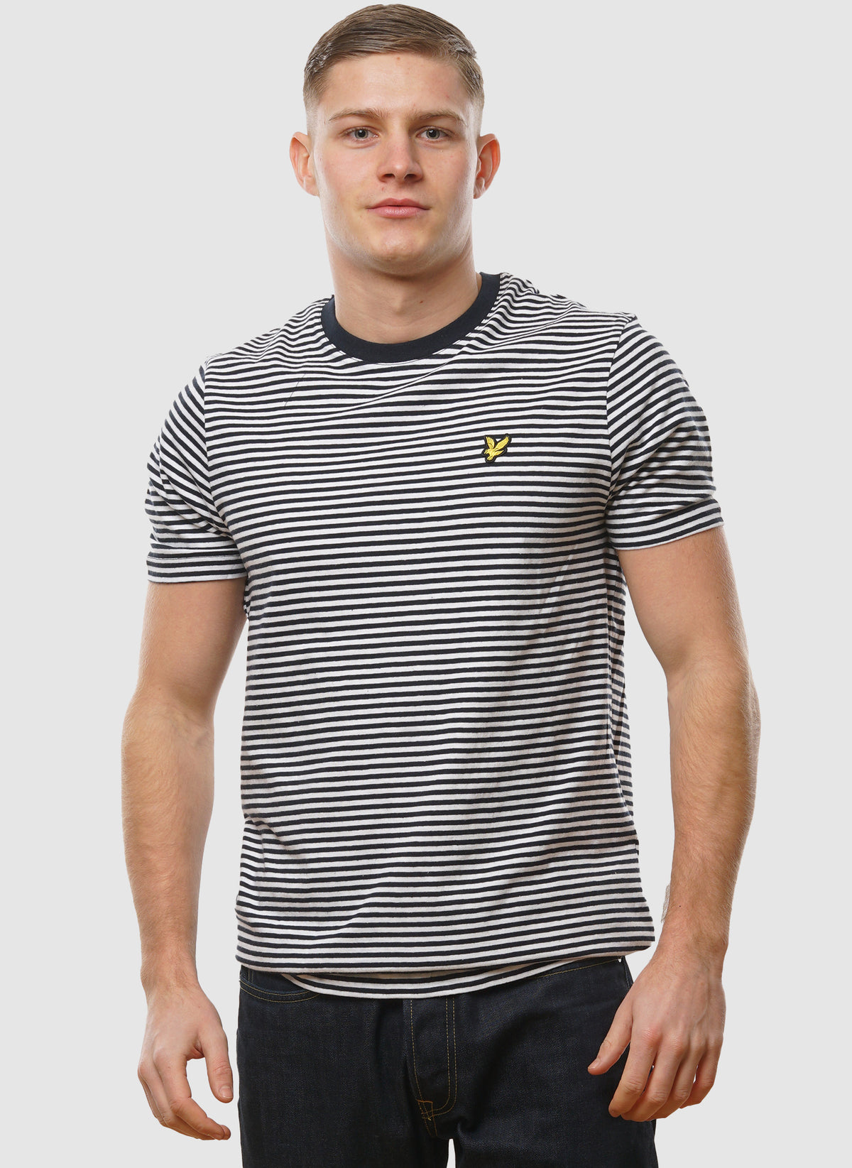 Linen Blend Breton Stripe T-Shirt - Dark Navy/ White