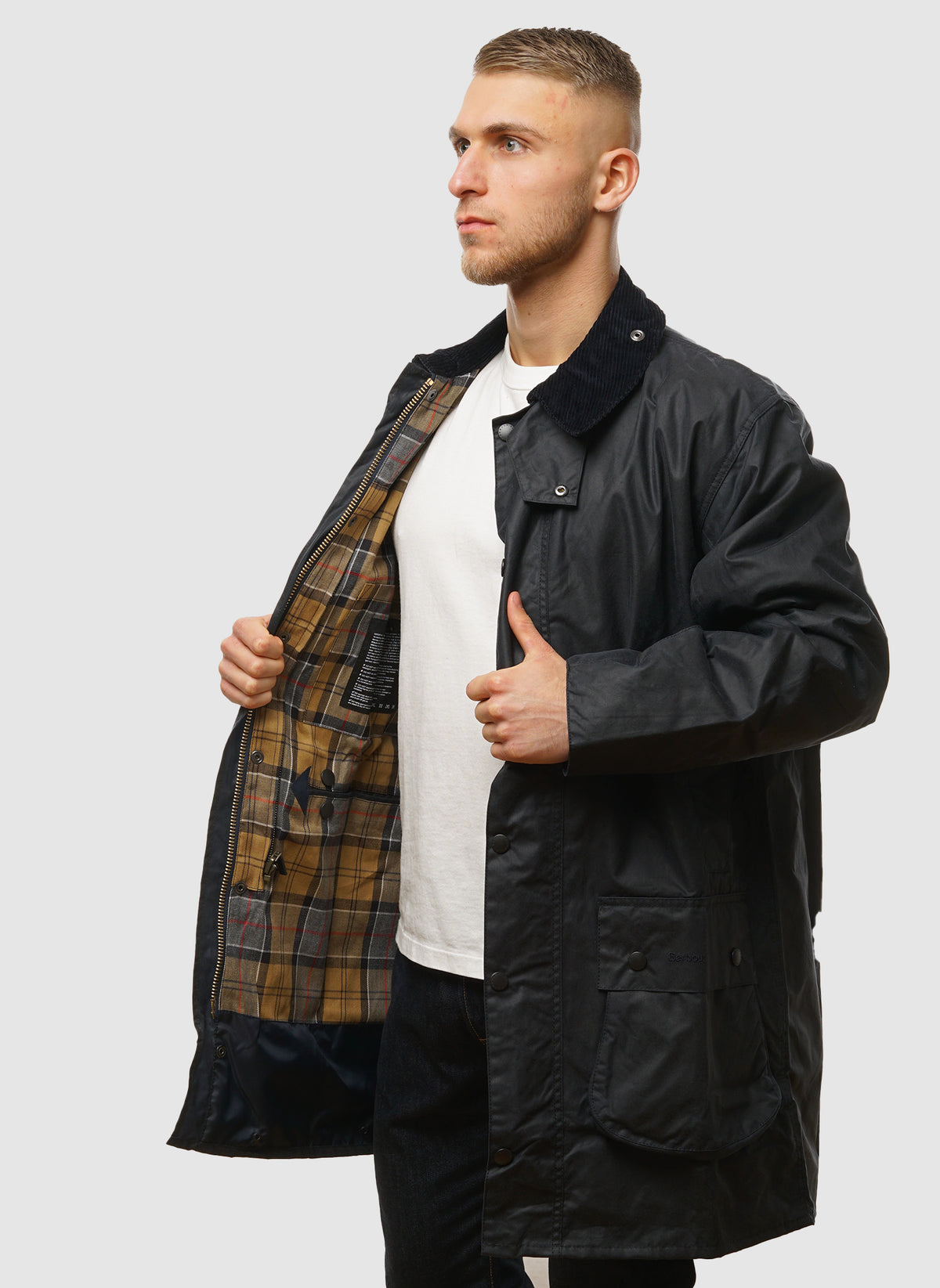 Border Waxed Jacket - Navy