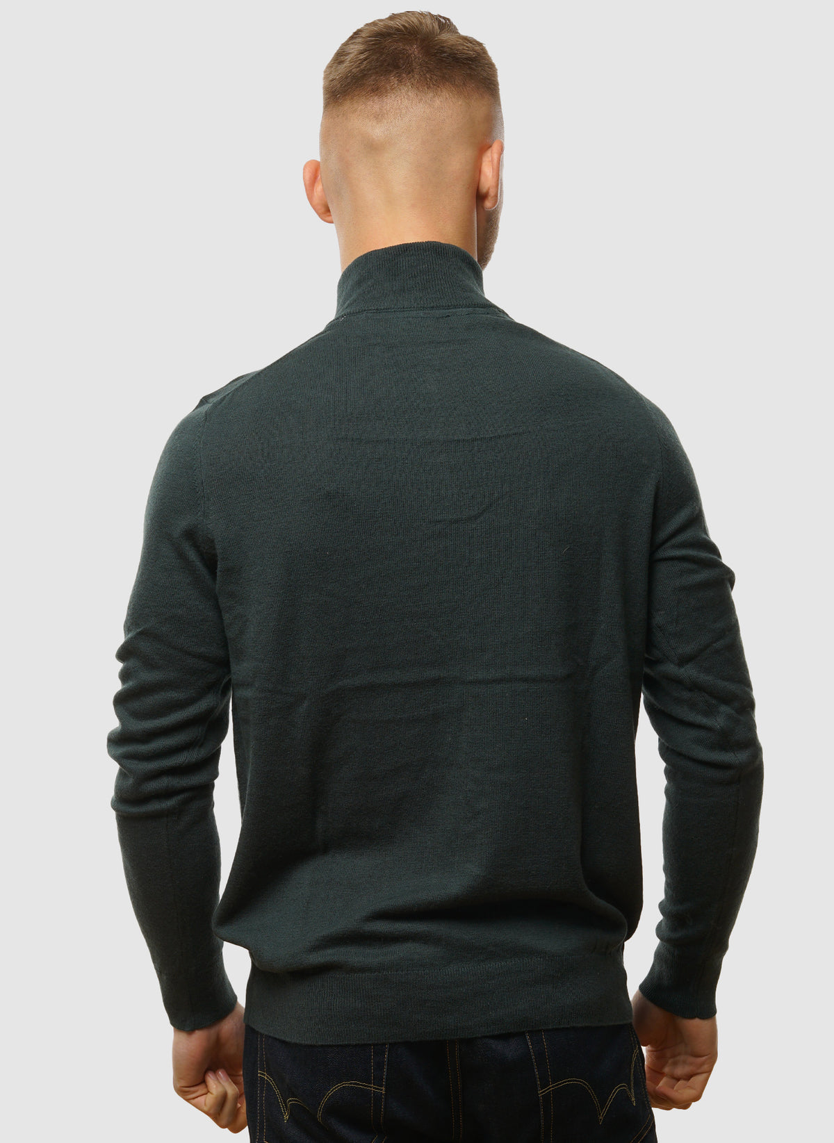 1/4 Zip Cotton Merino Jumper  - Argyle Teal