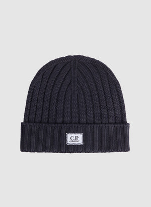 Extra Fine Merino Wool Logo Beanie - Total Eclipse