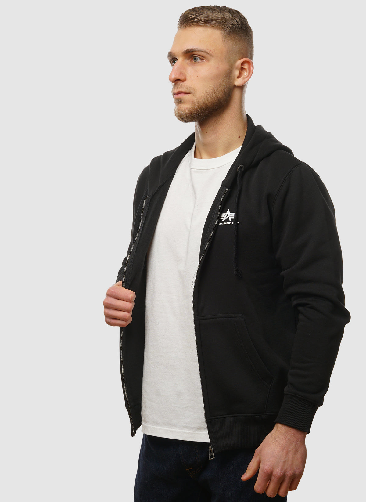 Basic Zip Hoodie -  Black