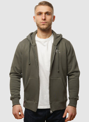 Basic Zip Hoodie -  Dark Olive