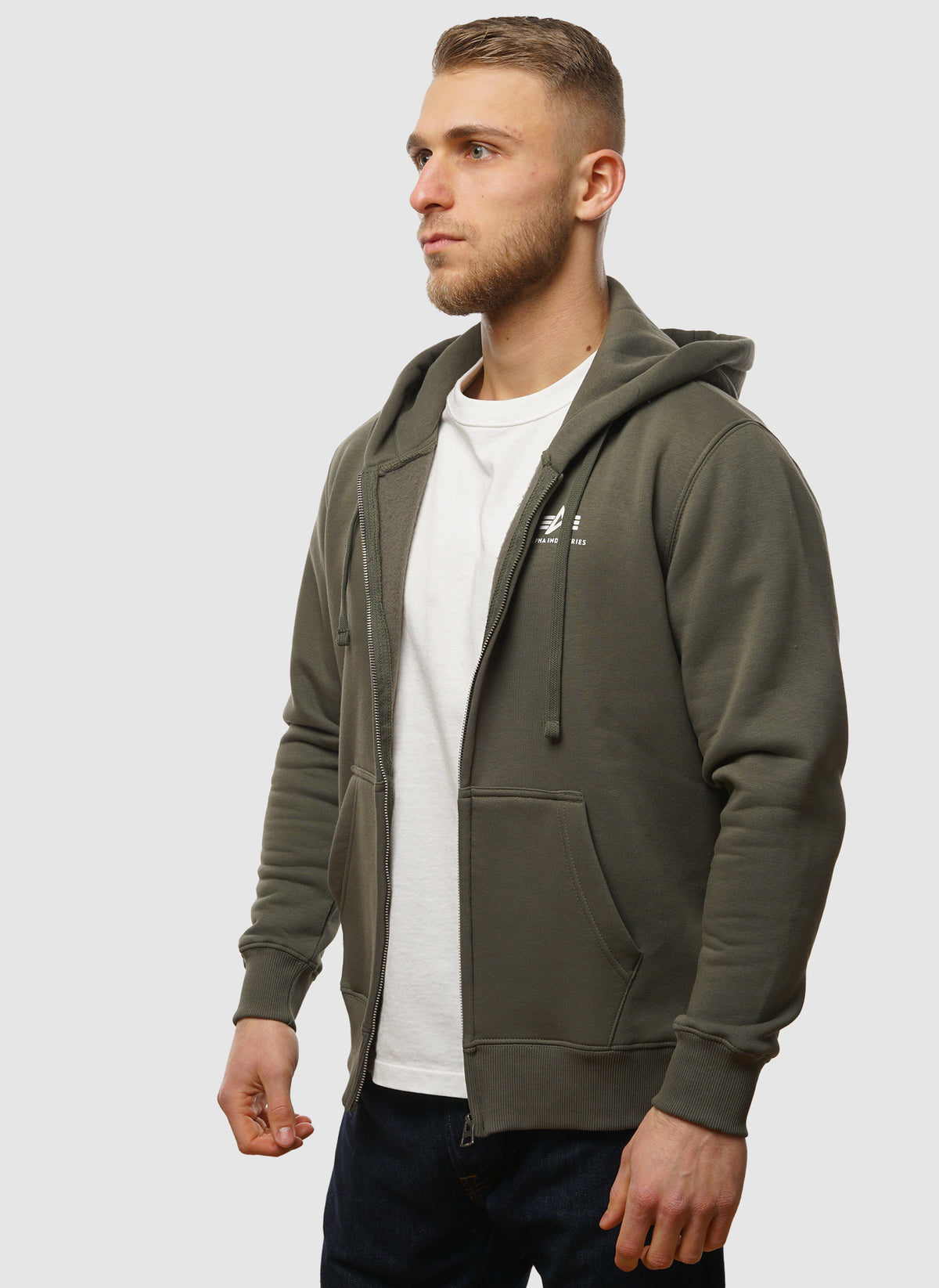 Basic Zip Hoodie -  Dark Olive