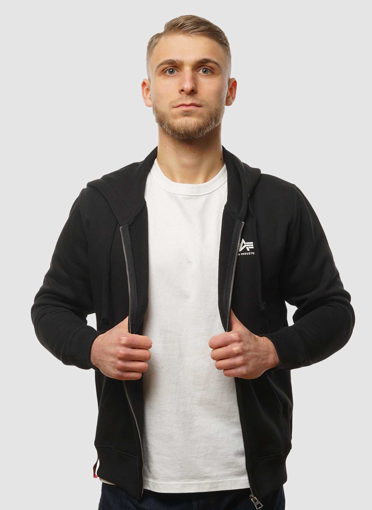 Basic Zip Hoodie -  Black