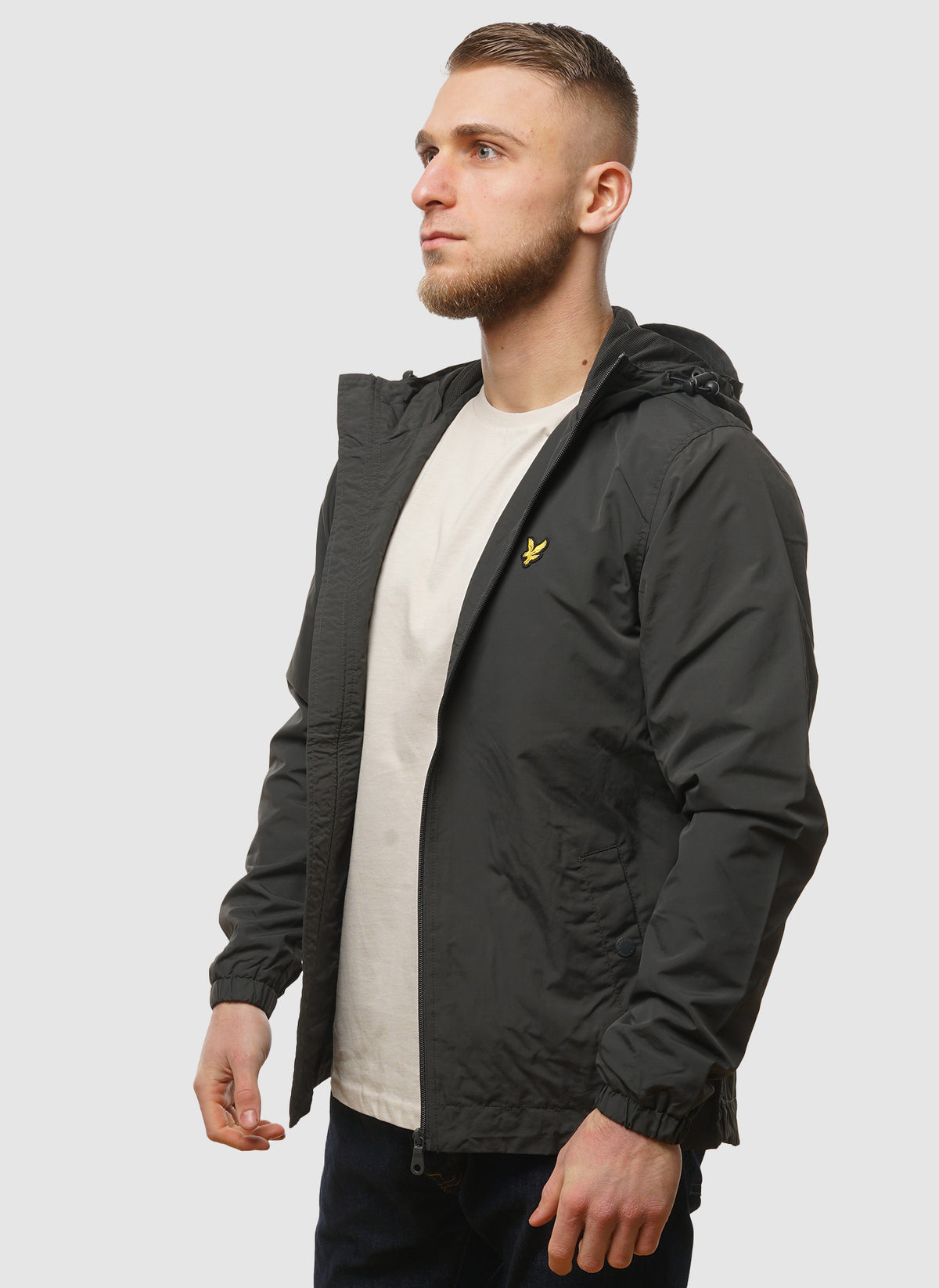 Zip Through Hooded Jacket - Gunmetal