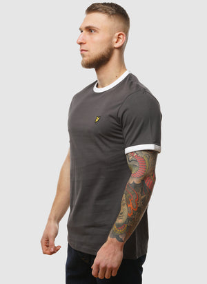 Ringer T-Shirt - Gunmetal/ White