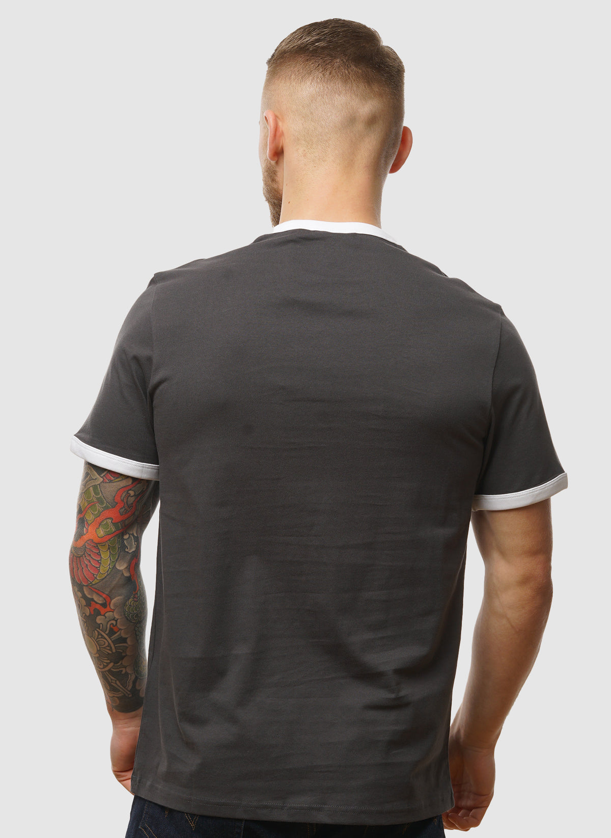 Ringer T-Shirt - Gunmetal/ White