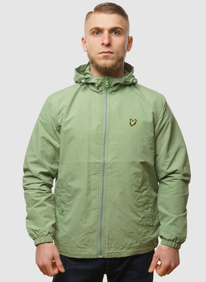 Zip Through Hooded Jacket - Smoke Green