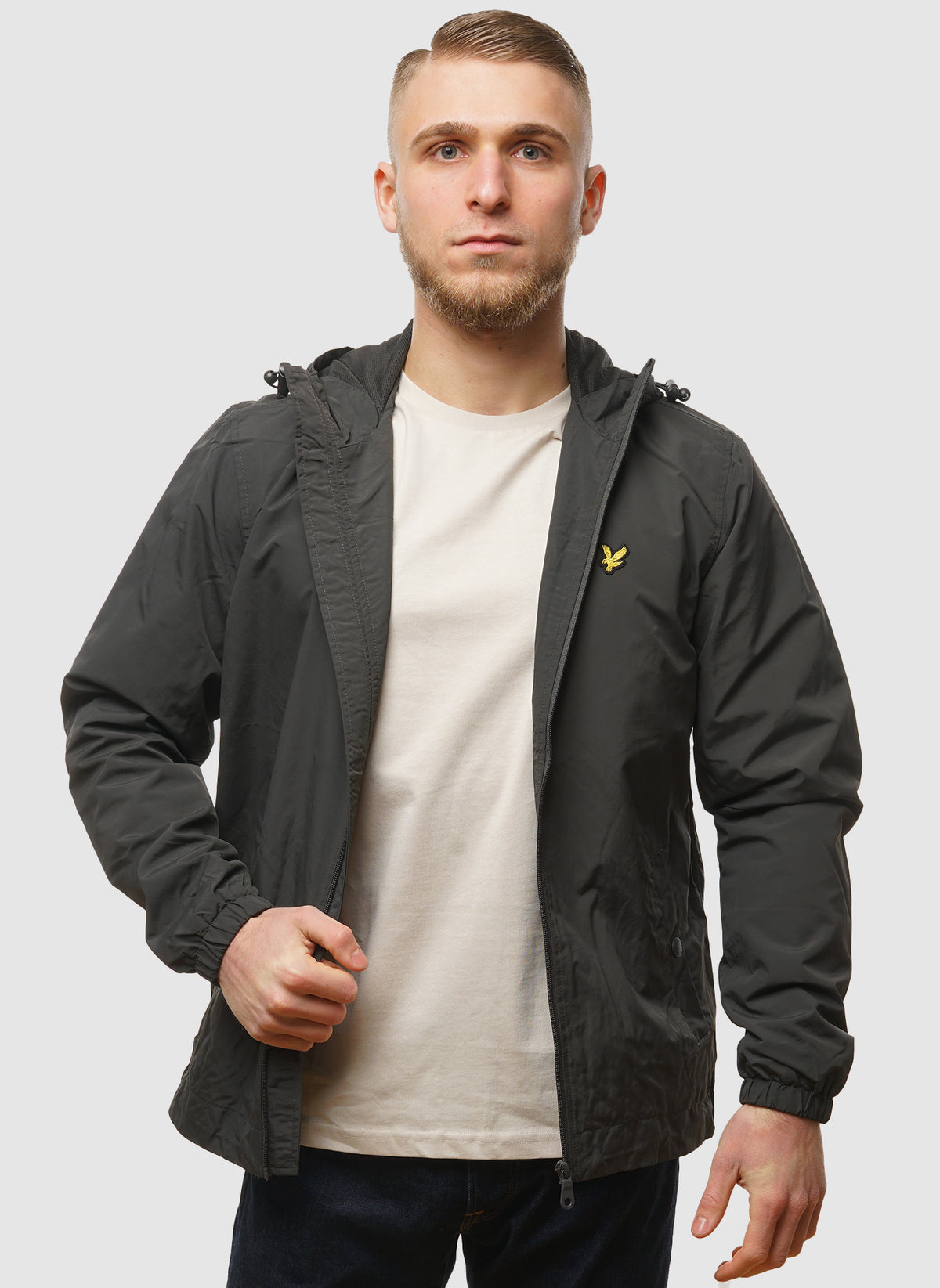 Zip Through Hooded Jacket - Gunmetal