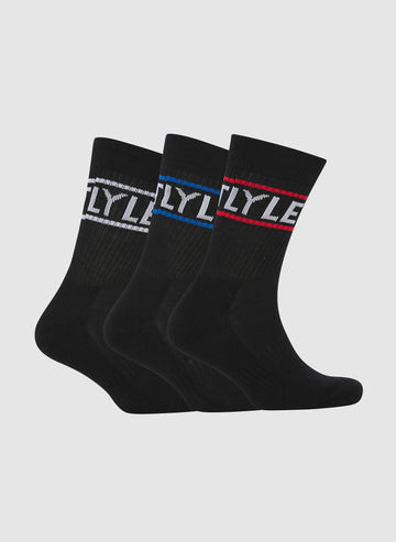 3 Pack Jock Tubular Socks - Black Multi