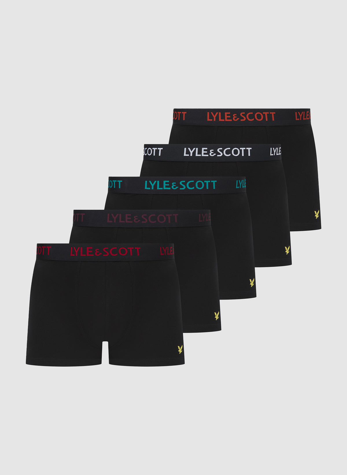 Five Pack Miller Trunk - Black Multi Text Waistbands