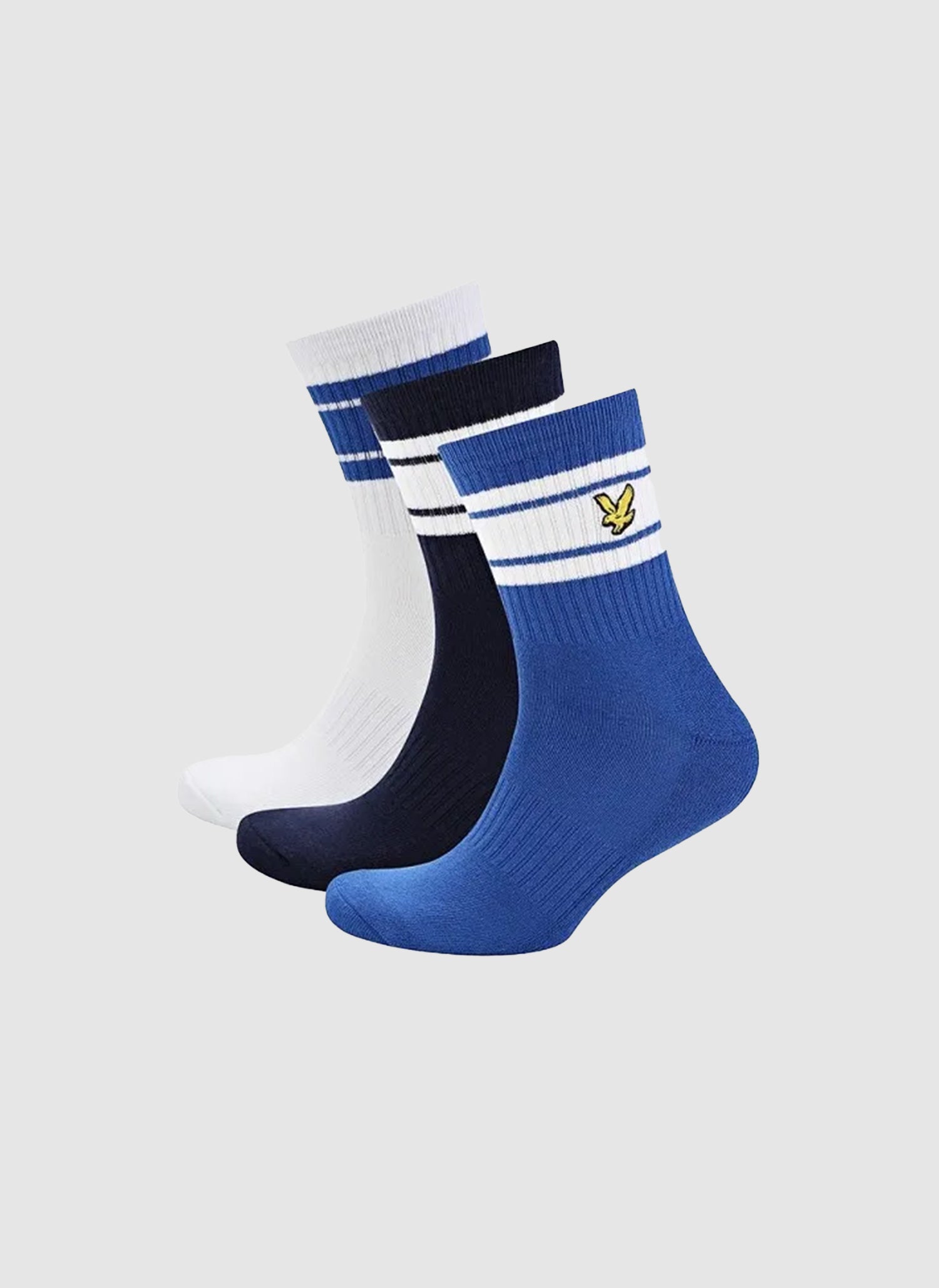 Three Pack Grant Socks - Peacoat/White/Nautical