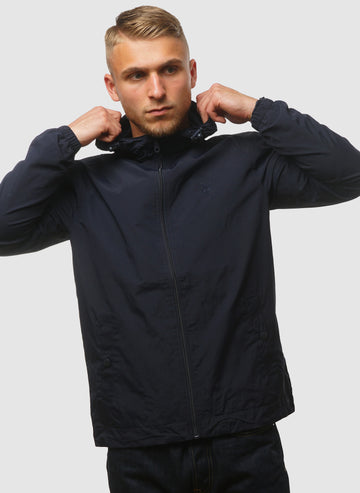 Tonal Eagle Zip Through Hooded Jacket - Dark Navy