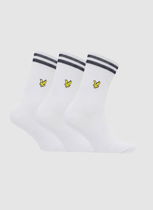 Three Pack Damson Socks - Bright White