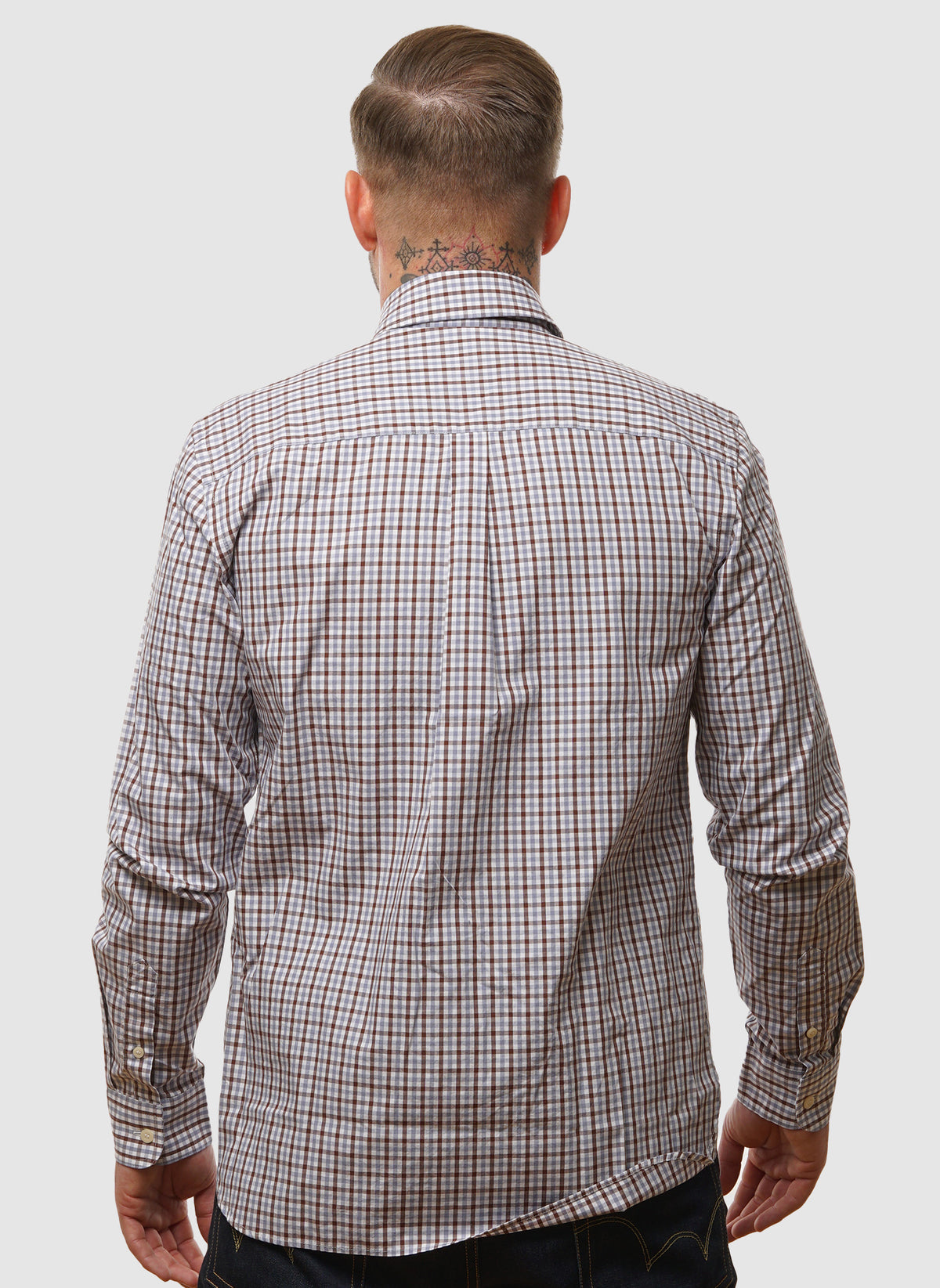 Checked Gingham Hemd - White/ Deep Mahogany