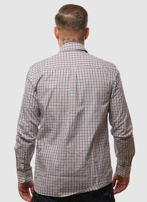 Checked Gingham Hemd - White/ Deep Mahogany