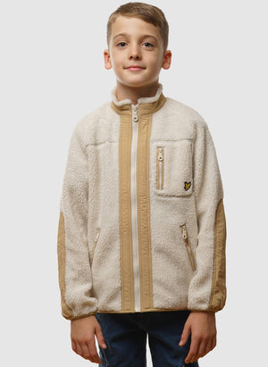 Kids Woven Trim Sherpa Fleece - Cove