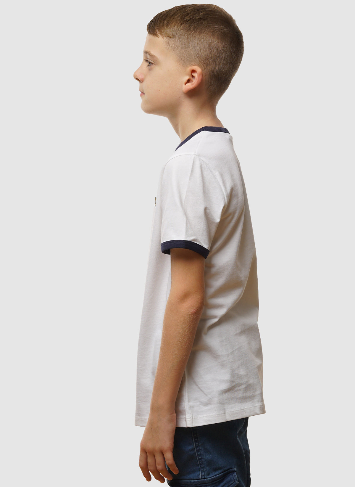 Kids Ringer T-Shirt - White/Navy