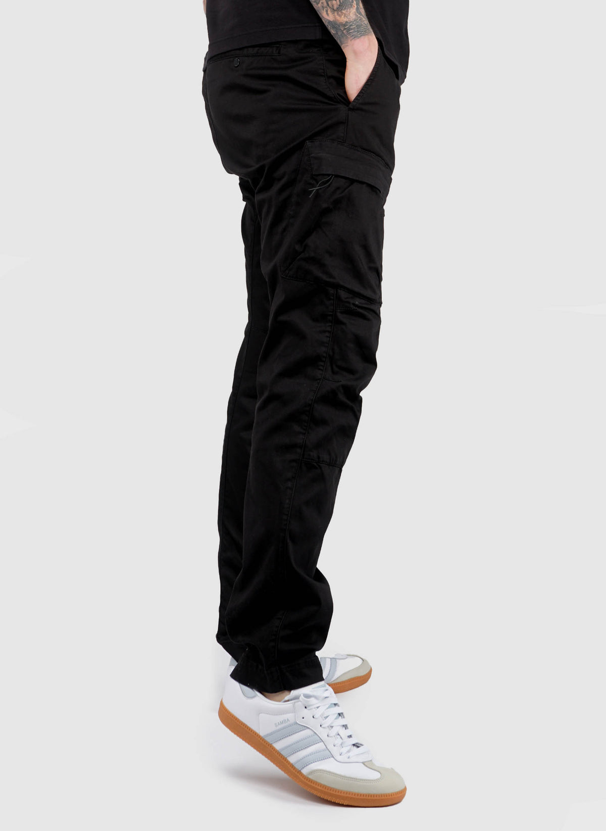 Stretch Sateen Ergonomic Cargo Pant - Black