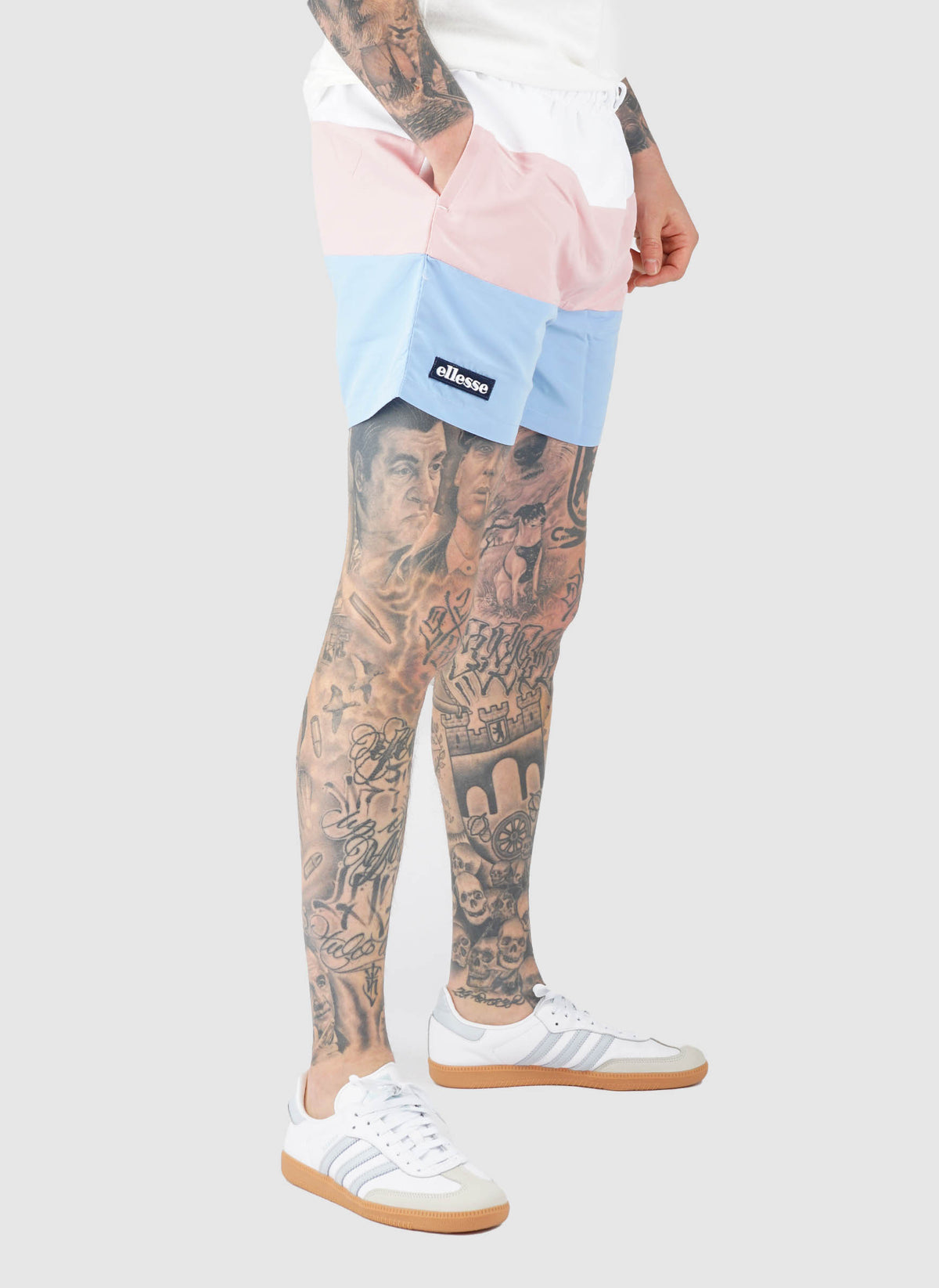 Cielo Swim Shorts - White/Light Pink/Light Blue