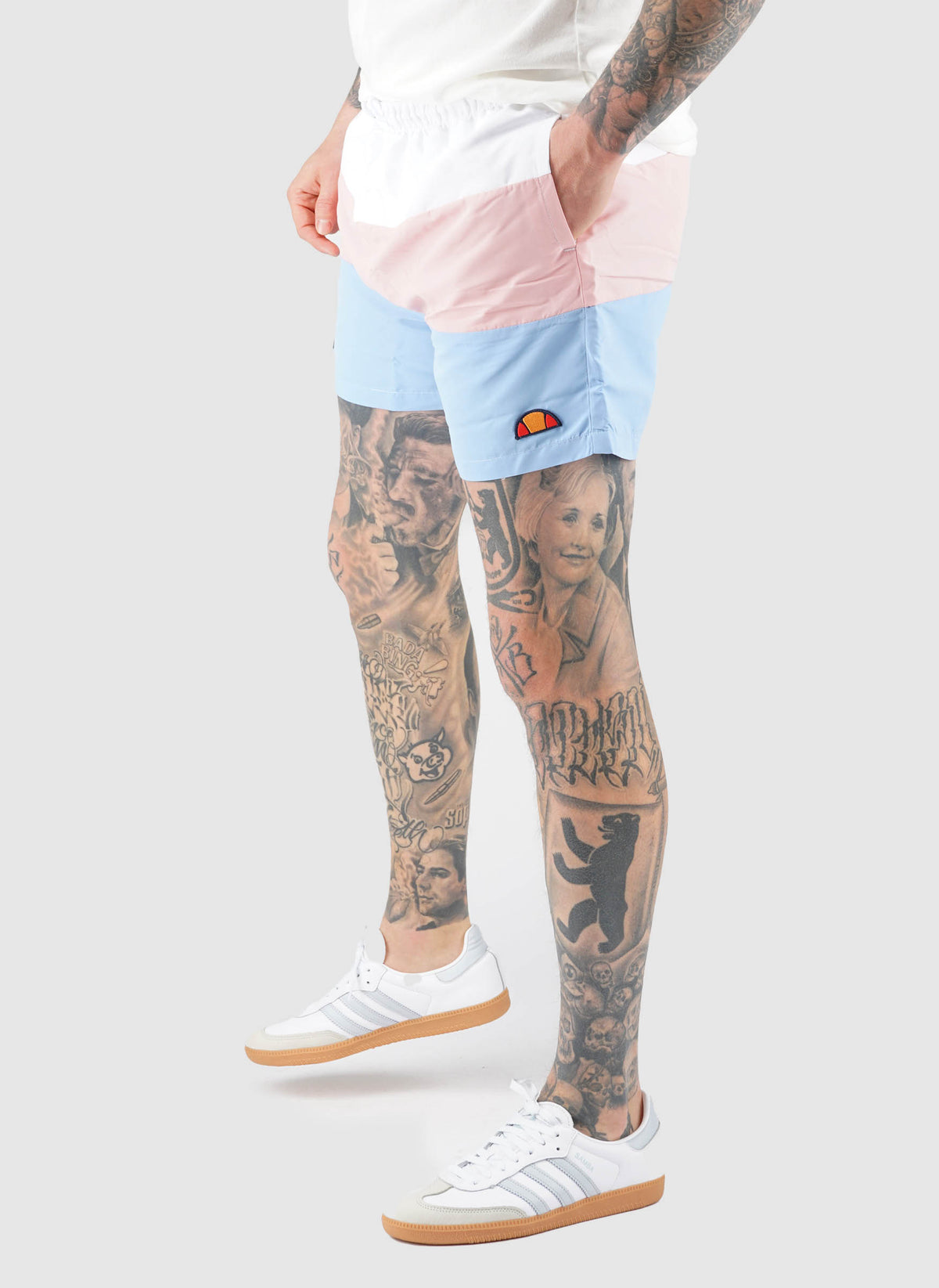 Cielo Swim Shorts - White/Light Pink/Light Blue