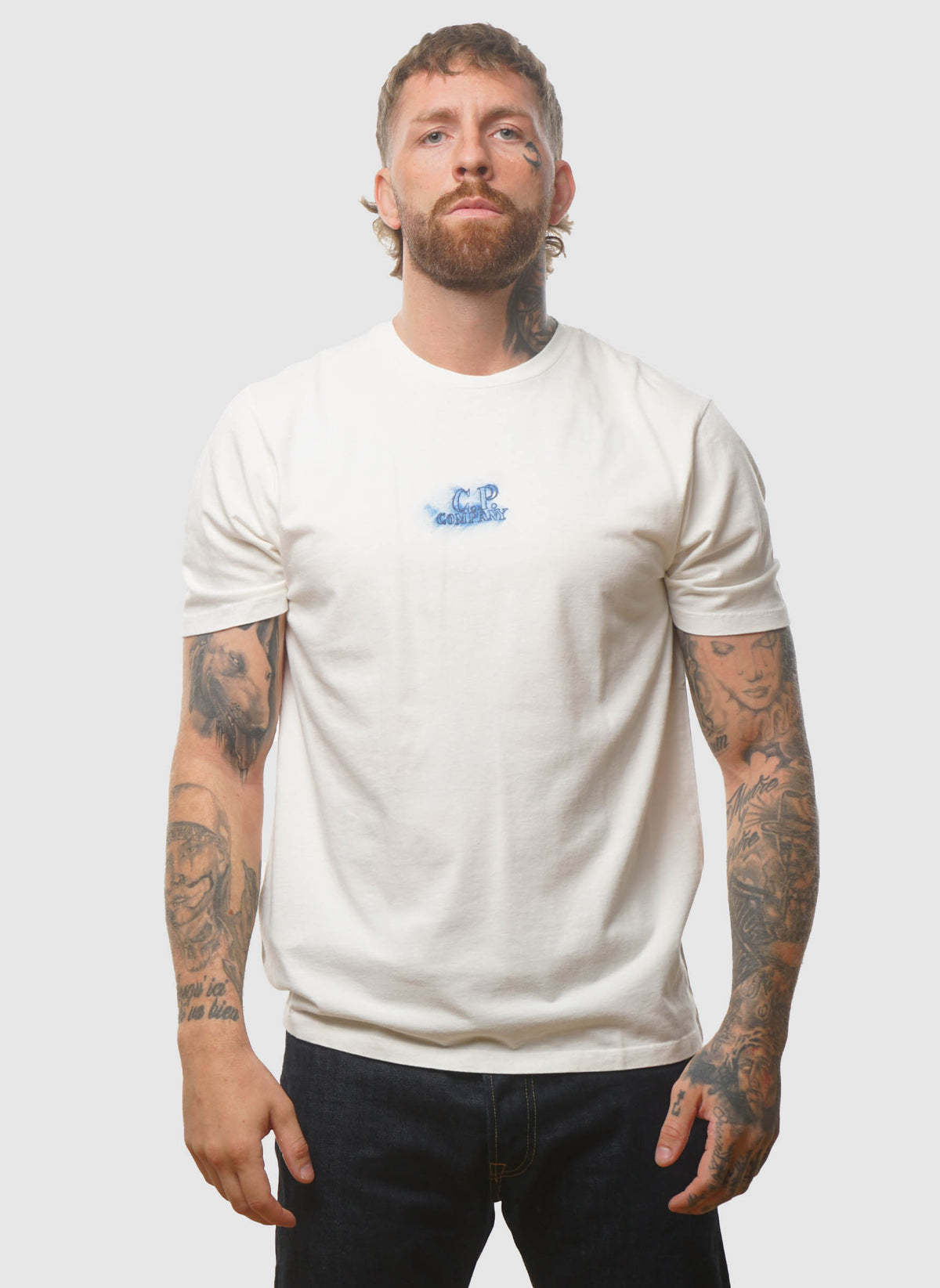 Pencil Effect Jersey T-Shirt - Gauze White