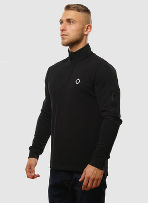 Funnel Neck Poloshirt - Jet Black