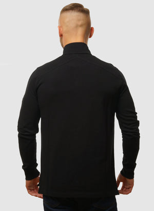 Funnel Neck Poloshirt - Jet Black