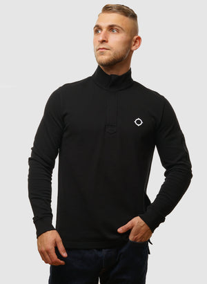 Funnel Neck Poloshirt - Jet Black