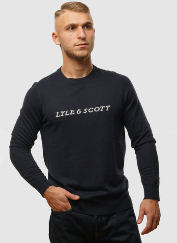 Script Jacquard Jumper - Dark Navy