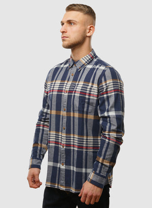 Herringbone Check Hemd - Dark Navy