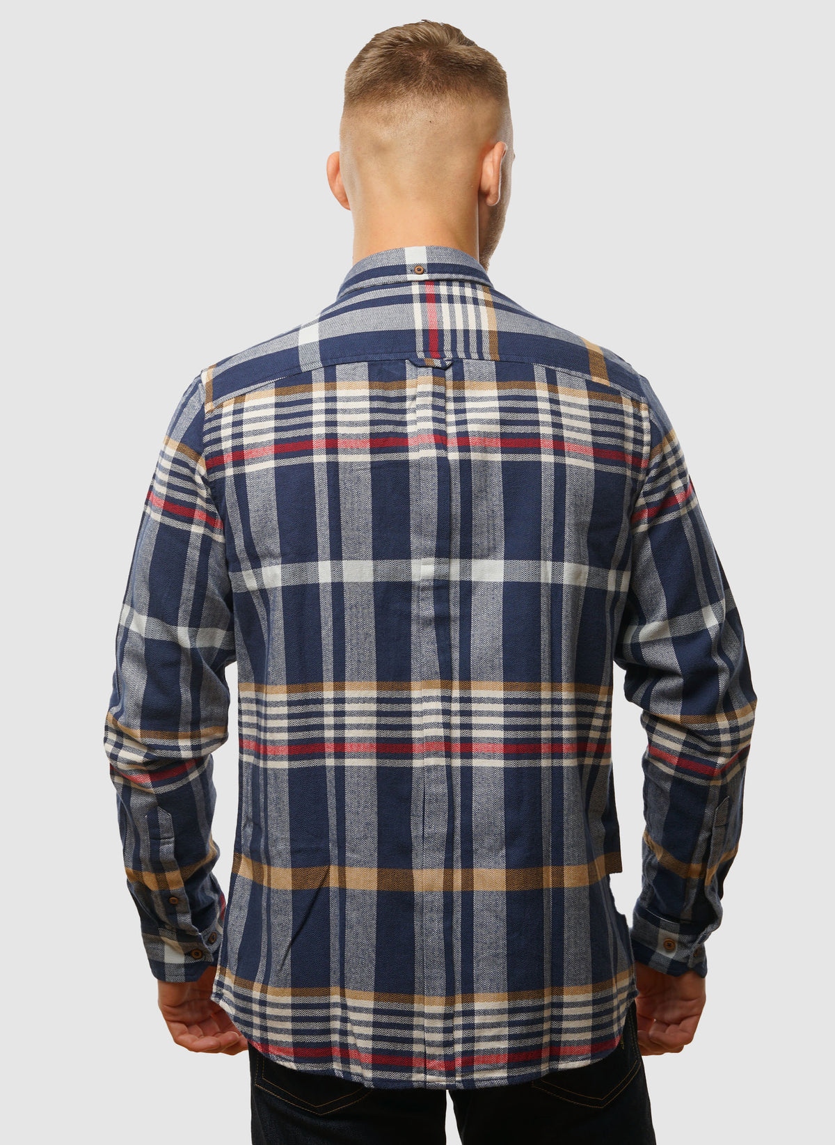 Herringbone Check Hemd - Dark Navy