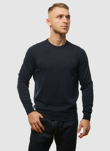 Pima Cotton Crew Neck Pullover - Navy