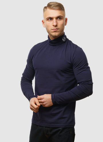 Edward Roll Neck Pullover - Blue