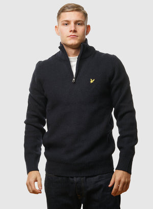 Shaker Stitch 1/4 Zip - Dark Navy