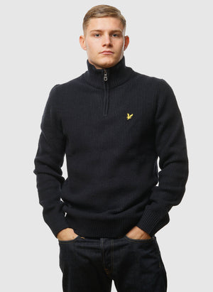 Shaker Stitch 1/4 Zip - Dark Navy