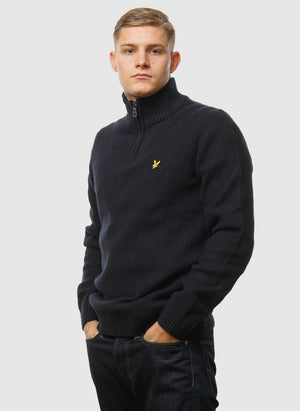 Shaker Stitch 1/4 Zip - Dark Navy