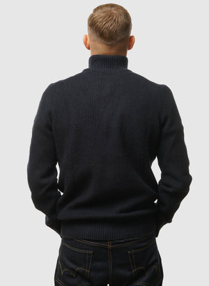 Shaker Stitch 1/4 Zip - Dark Navy