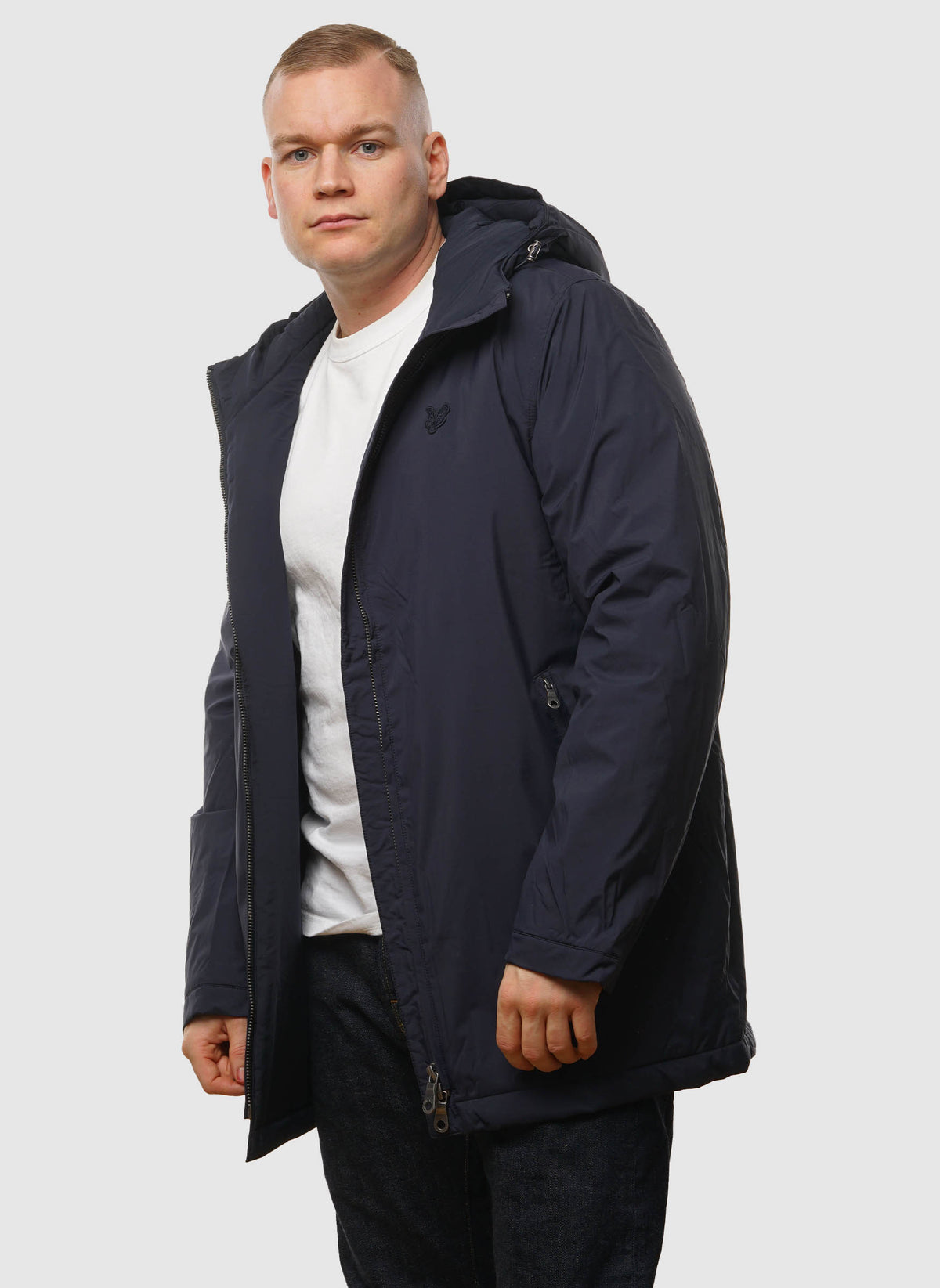 Tonal Eagle Padded Parka - Dark Navy