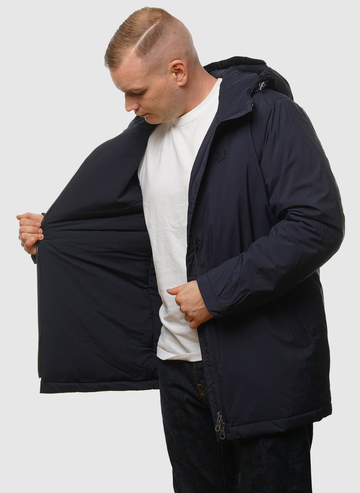 Tonal Eagle Padded Parka - Dark Navy