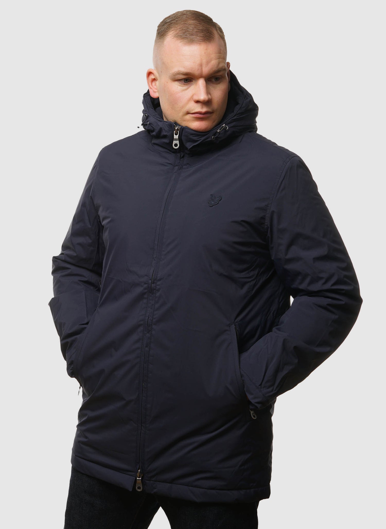 Tonal Eagle Padded Parka - Dark Navy