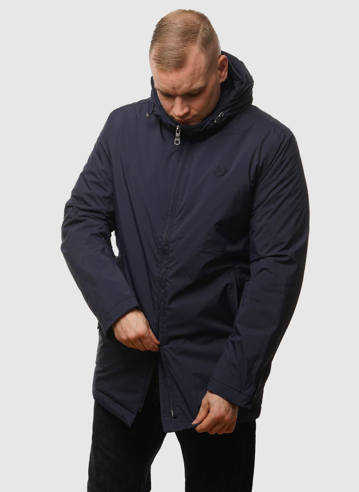 Tonal Eagle Padded Parka - Dark Navy