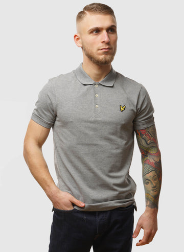 Plain Poloshirt - Mid Grey Marl