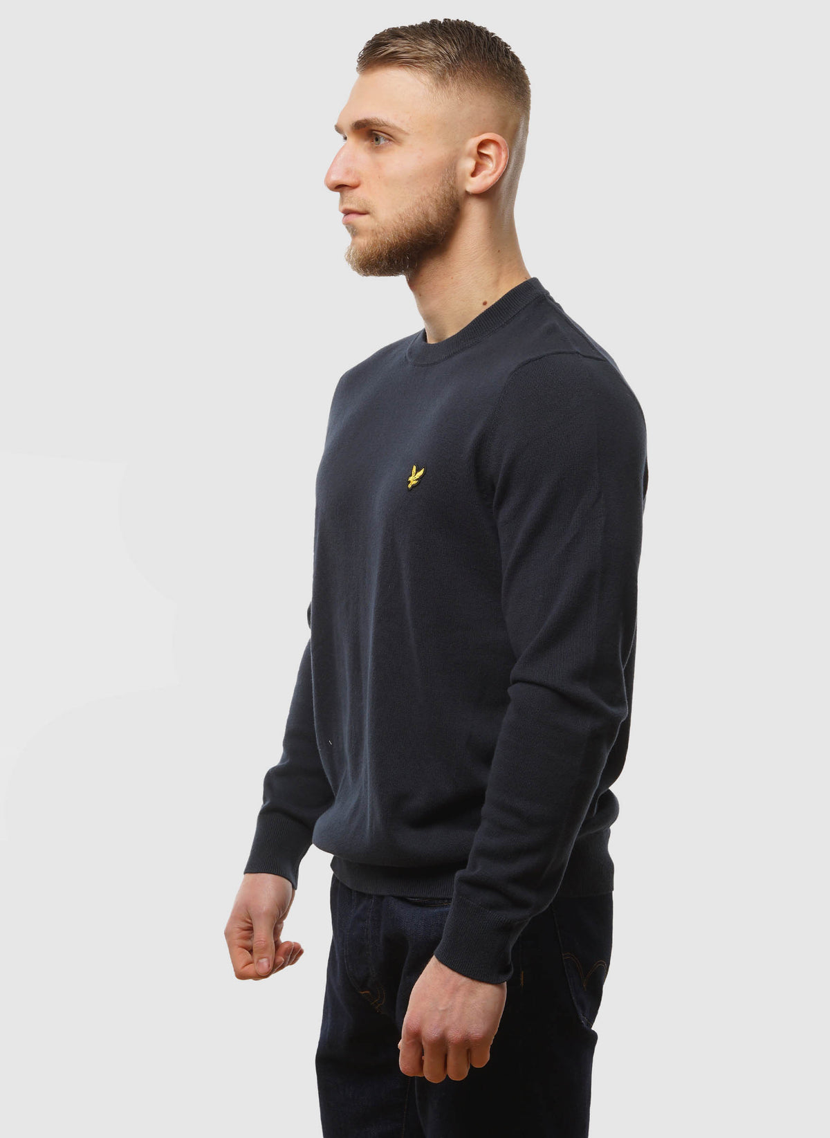 Cotton Crew Neck Jumper - Dark Navy