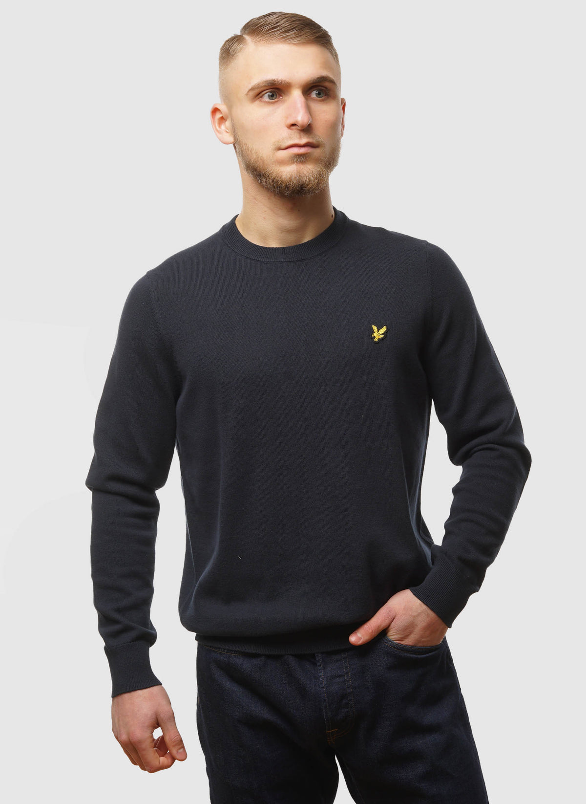 Cotton Crew Neck Jumper - Dark Navy