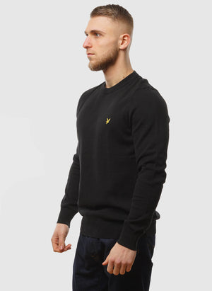 Cotton Crew Neck Jumper - Jet Black