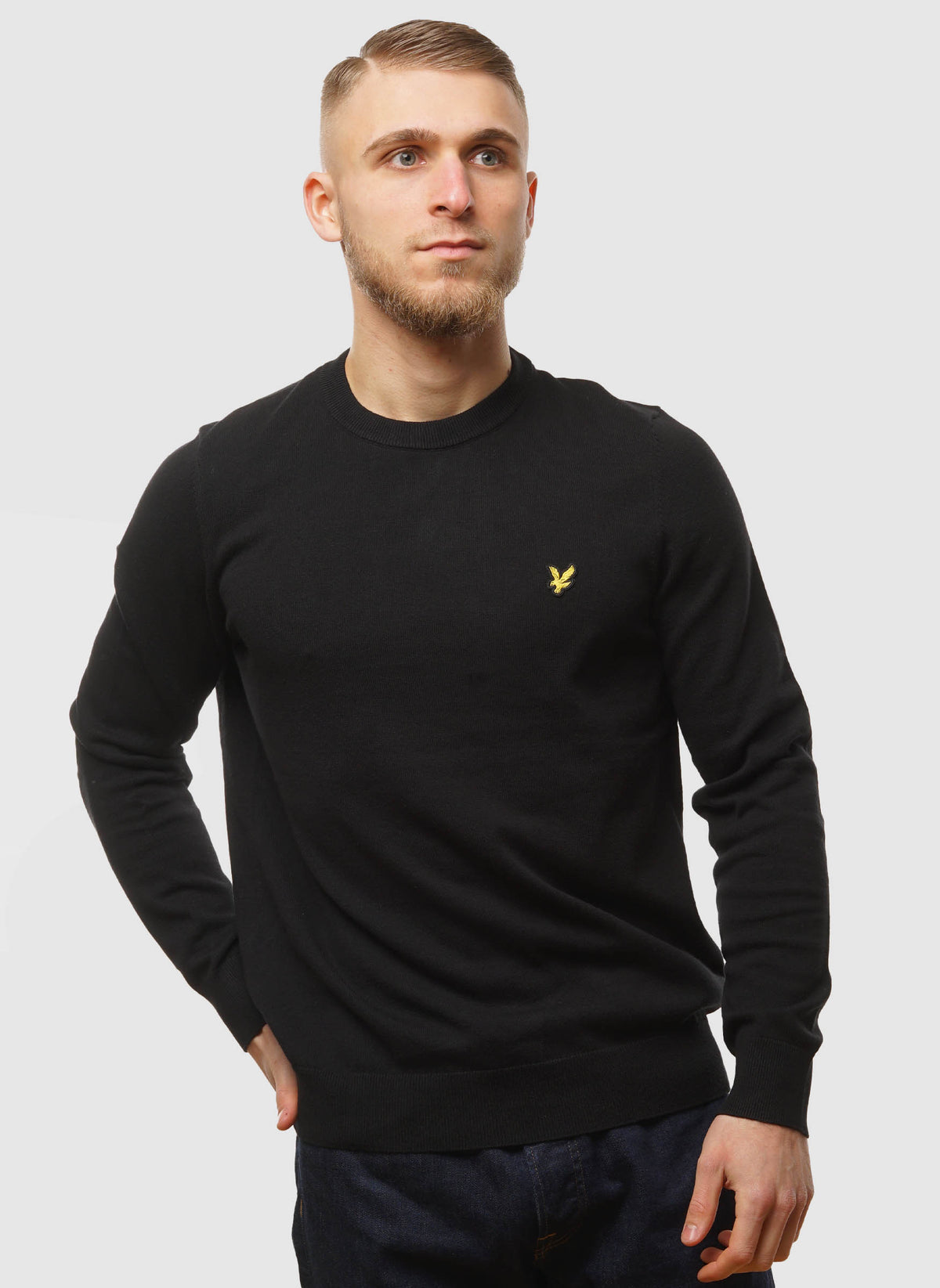 Cotton Crew Neck Jumper - Jet Black