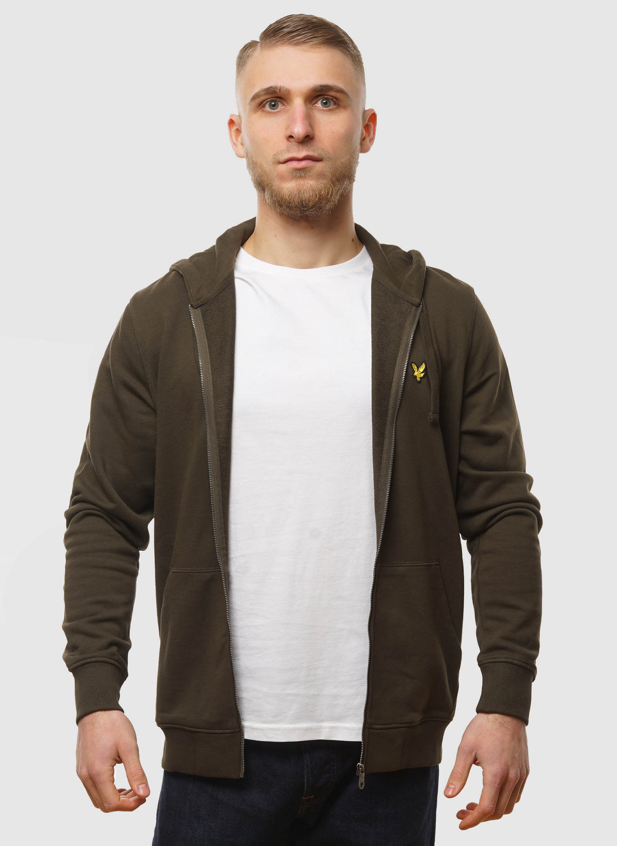 Zip Through Hoodie - Olive